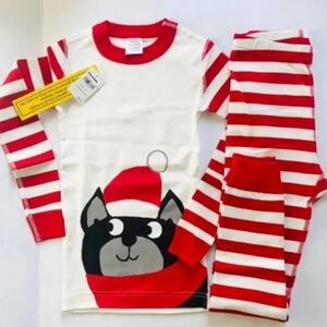 NWT Hanna Andersson Holiday Stripe Dog Long Johns size 130